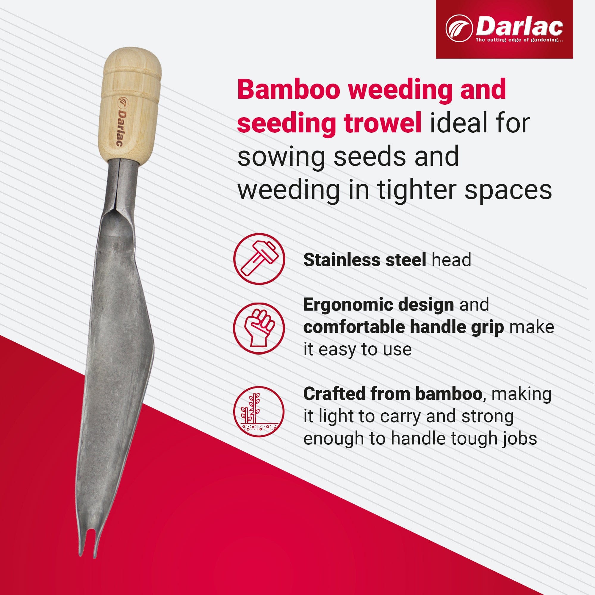 dt-brown HARDWARE Darlac Bamboo Weeding & Seeding Trowel