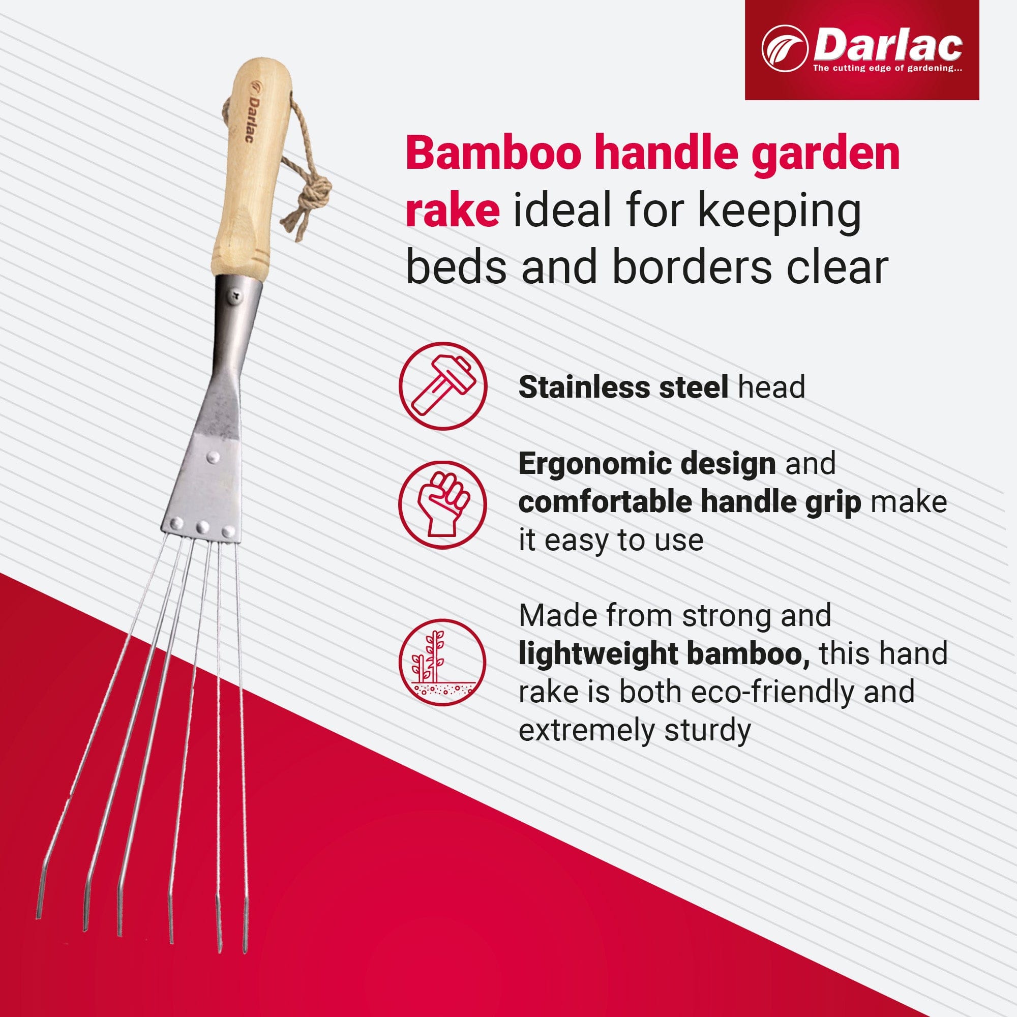 dt-brown HARDWARE Darlac Bamboo Hand Rake