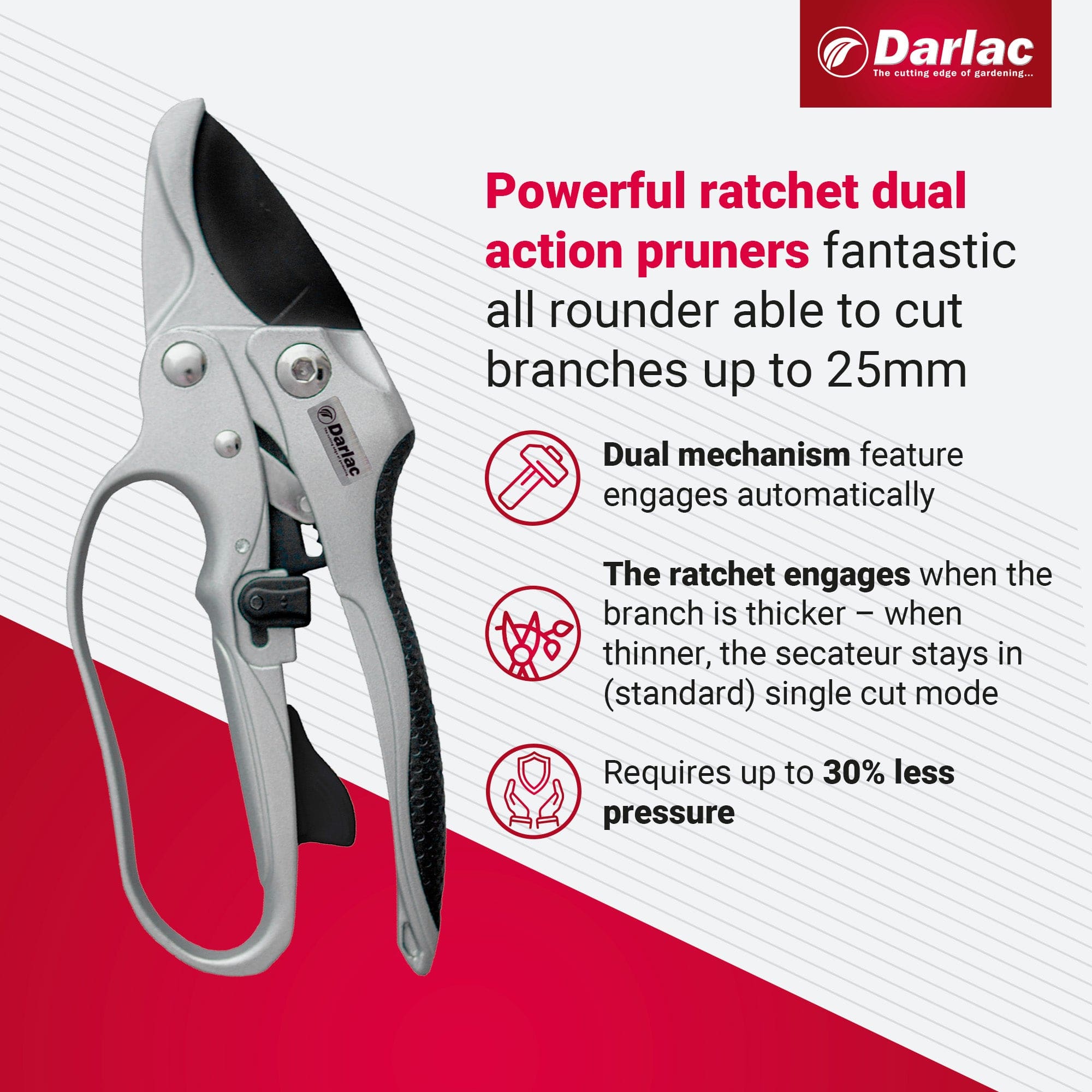 dt-brown HARDWARE Darlac Dual Action Ratchet Secateur