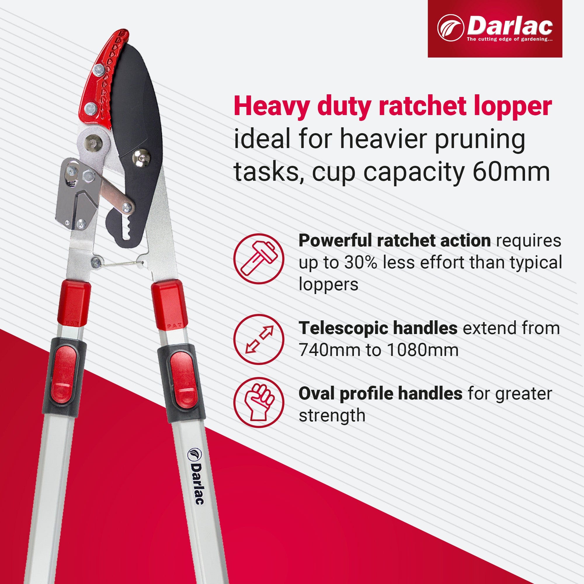 dt-brown HARDWARE Darlac Heavy Duty Telescopic Ratchet Lopper