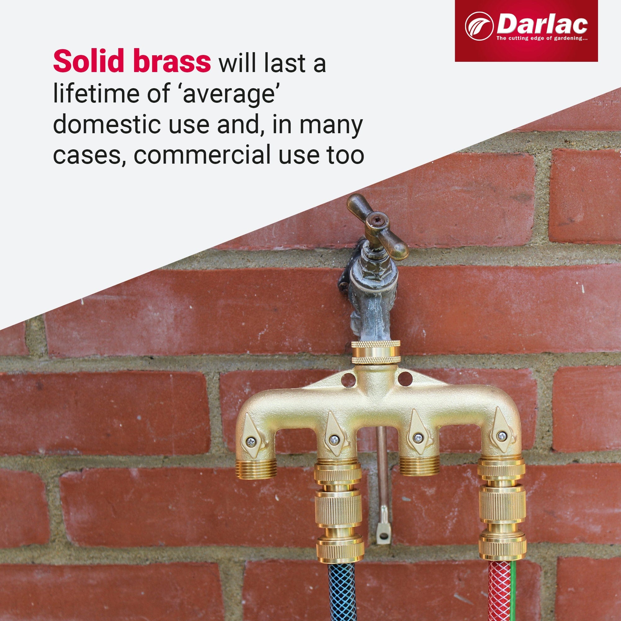 dt-brown HARDWARE Darlac Four Way Brass Manifold with wall fixings