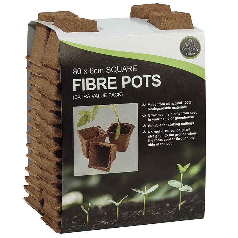 dt-brown HARDWARE Square Fibre Pots 6cm x 80