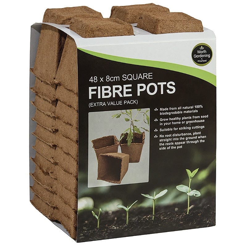 dt-brown HARDWARE Square Fibre Pots 8cm x 48