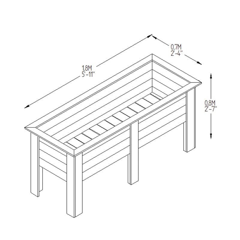 dt-brown HARDWARE Deep Root Wooden Garden Planter 1.8m