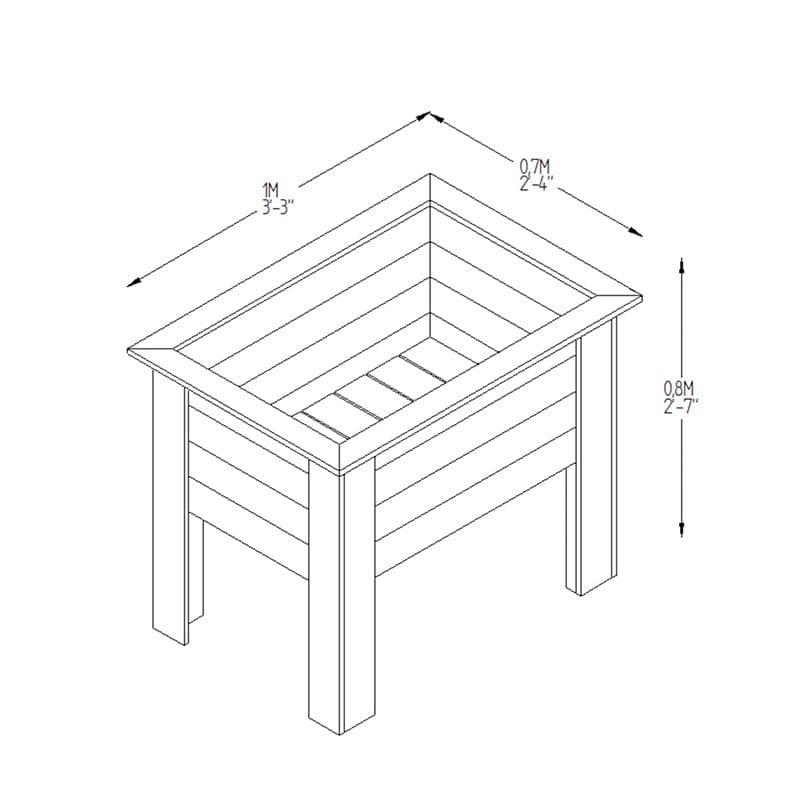 dt-brown HARDWARE Deep Root Wooden Garden Planter 1m